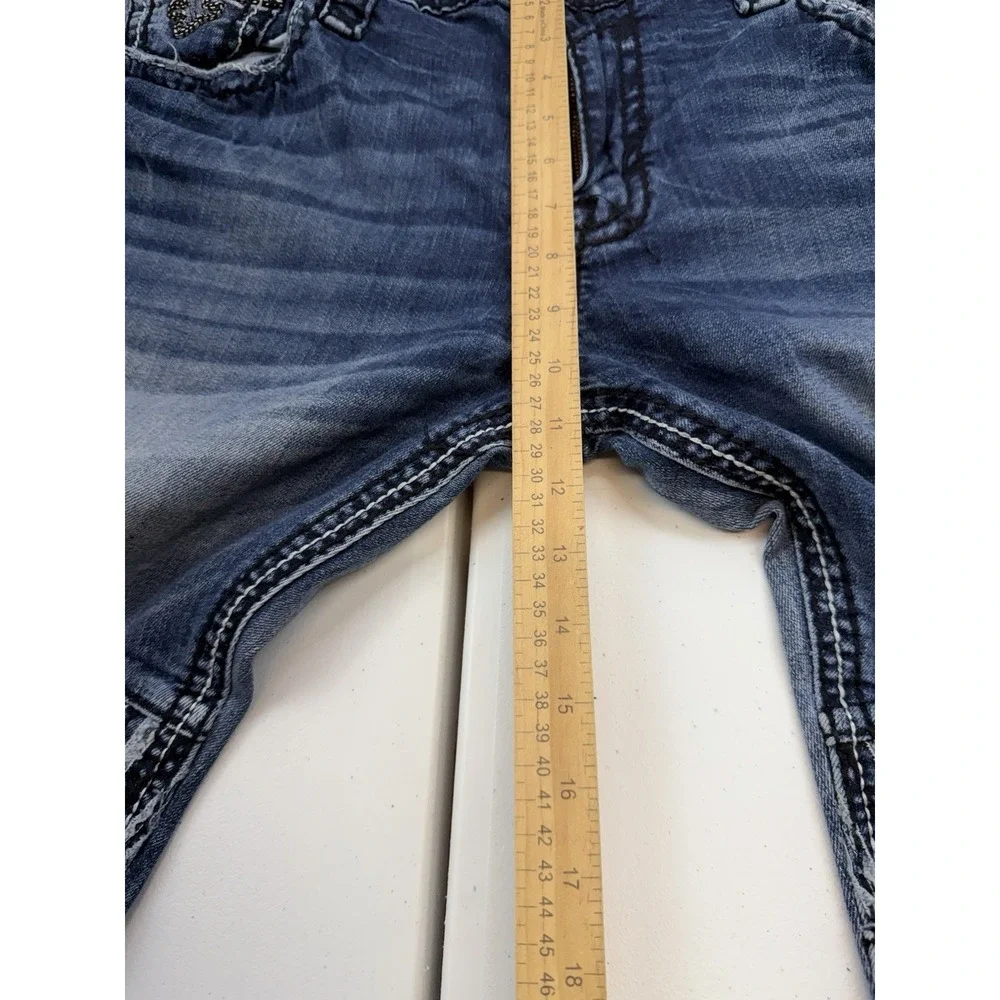 Rock Revival Men's Wilkins Biker Jeans Factory Distressed Paint Spots Size 42